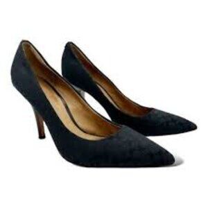 Coach Signature Jacquard Black Classic Pointed Toe Pumps Career Logo Size 8.5